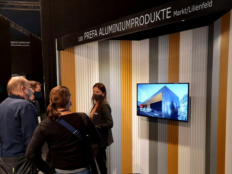 Messestand von PREFA auf einer Wiener Architekturmesse